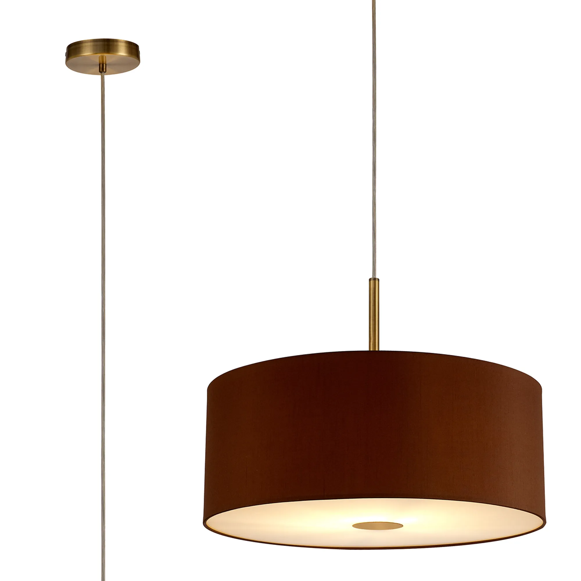Baymont 50cm Pendant 1 Light Antique Brass, Raw Cocoa/Grecian Bronze, Frosted Diffuser